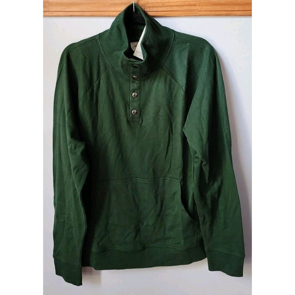 Pact Men's Organic Cotton Airplane Quarter Pullover Sweatshirt S Navy NWT